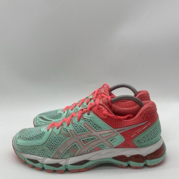 Womens Size 7.5 Asics Gel Kayano 21 Running Training Shoes Mint Green Hot Pink - Picture 4 of 9